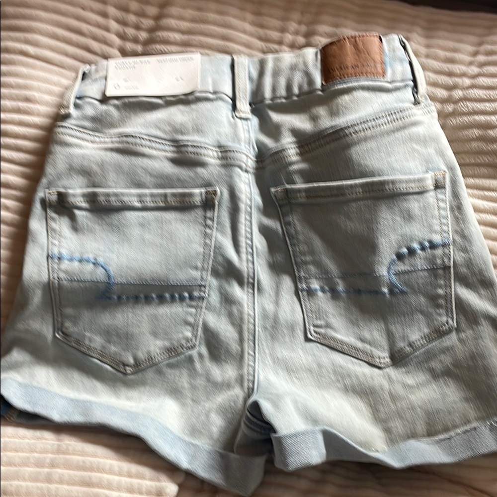American Eagle Outfitters Blue Jean Shorts High-Waisted Trendy - Picture 2 of 9